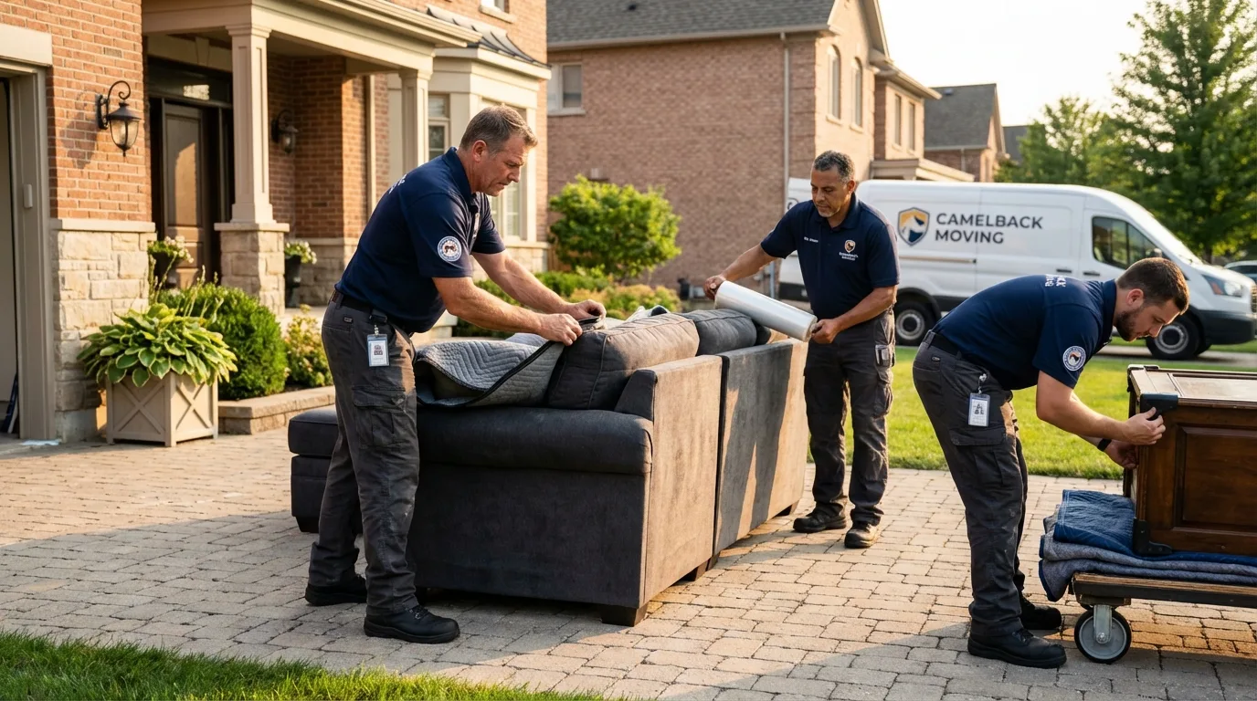 Large estate moving crew wrapping furniture in Levittown, PA